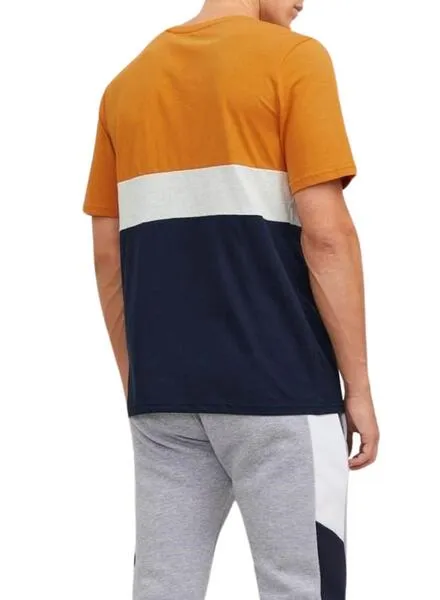 Camiseta Jack and Jones Eired Block Naranja Hombre