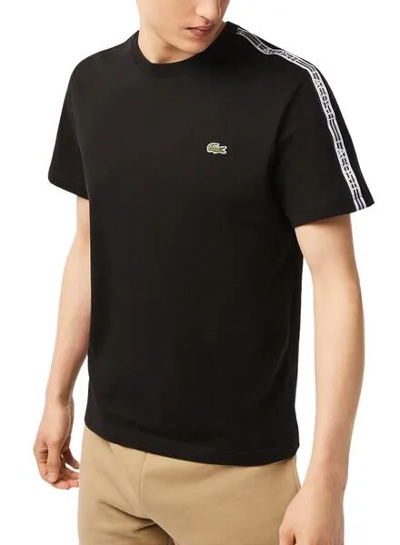 Camiseta Lacoste Raya Logo Negro para Hombre