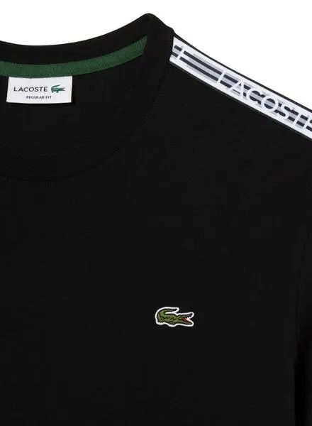 Camiseta Lacoste Raya Logo Negro para Hombre