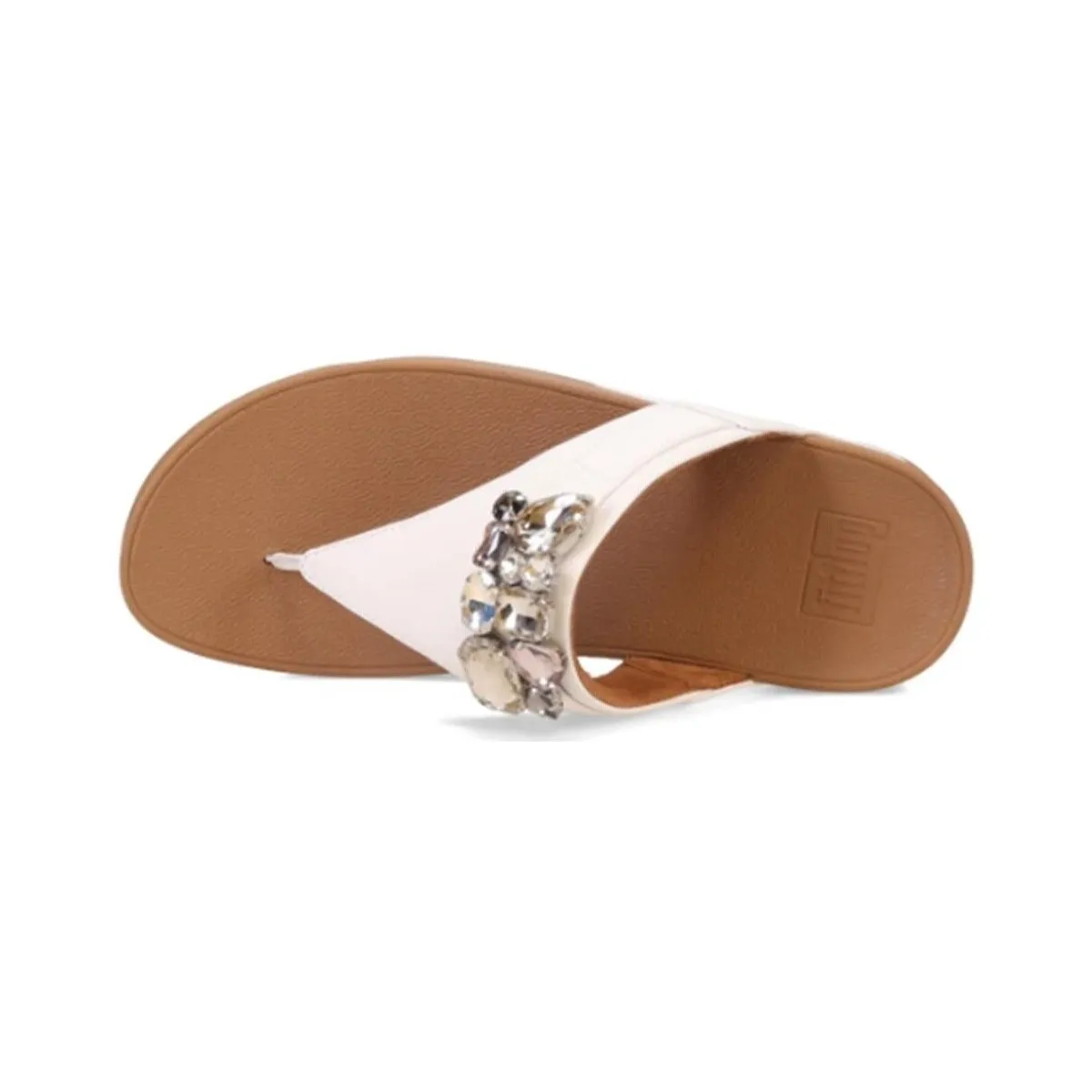 CHANCLA  LULU JEWEL-DELUXE TOE-POST PIEL BLANCA