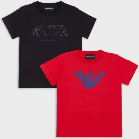 EMPORIO ARMANI  PACK 2 T-SHIRT CON STAMPA LOGO Art. 3K4D01