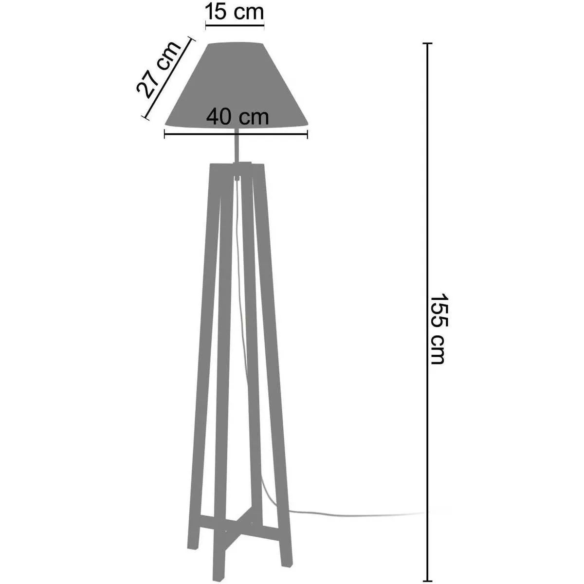 Lámpara de pie trapecio madera natural y blanco