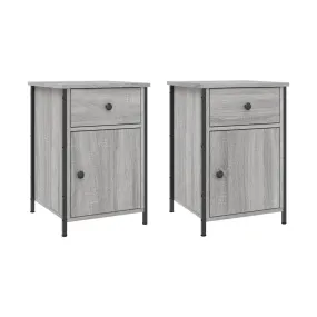 Mesitas de noche 2 uds madera contrachapada gris 40x42x60 cm