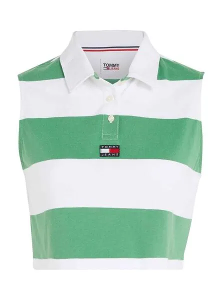 Polo Tommy Jeans Stripe Verde para Mujer