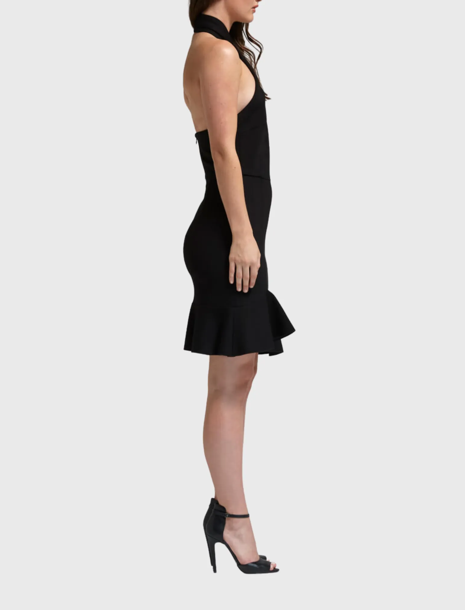 Ponti Asymmetric Ruffle Dress