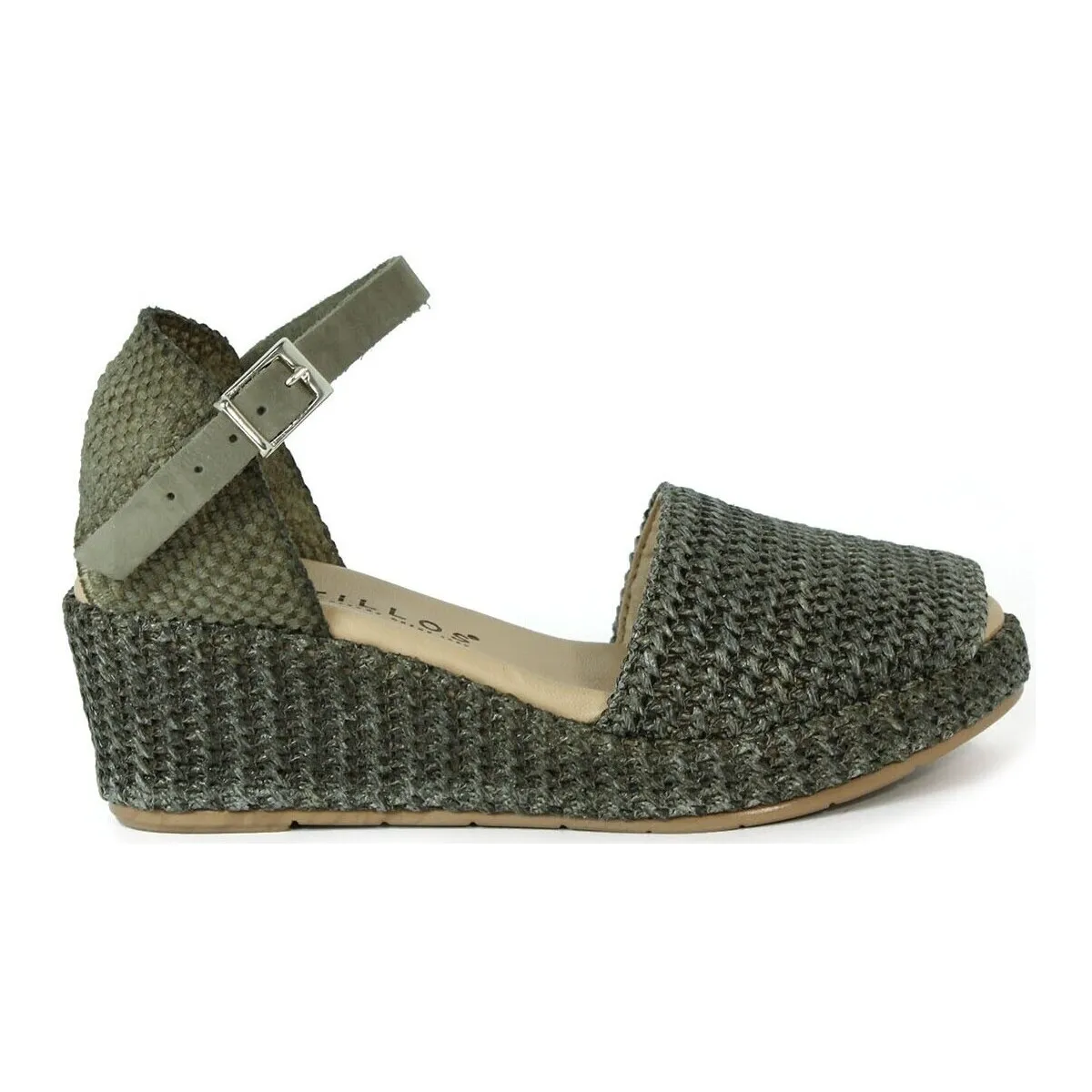 SANDALIAS DE RAFIA CON CUÑA KAKI  5501