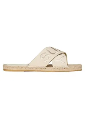 Sandalias Superdry cruzadas beige para mujer