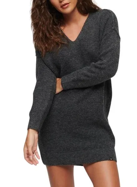 Vestido Superdry V Neck Knit Gris Para Mujer