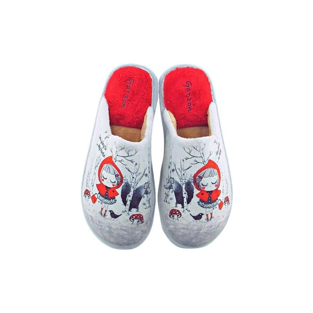 Zapatilla de casa mujer microporo Caperucita Gris-Rojo GARZÓN