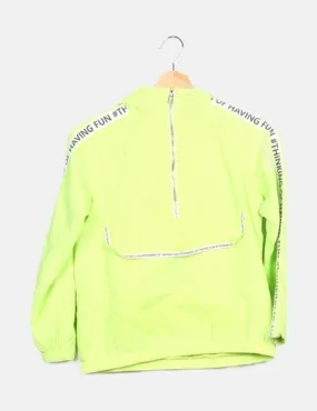 Zara Sudadera impermeable verde flúor